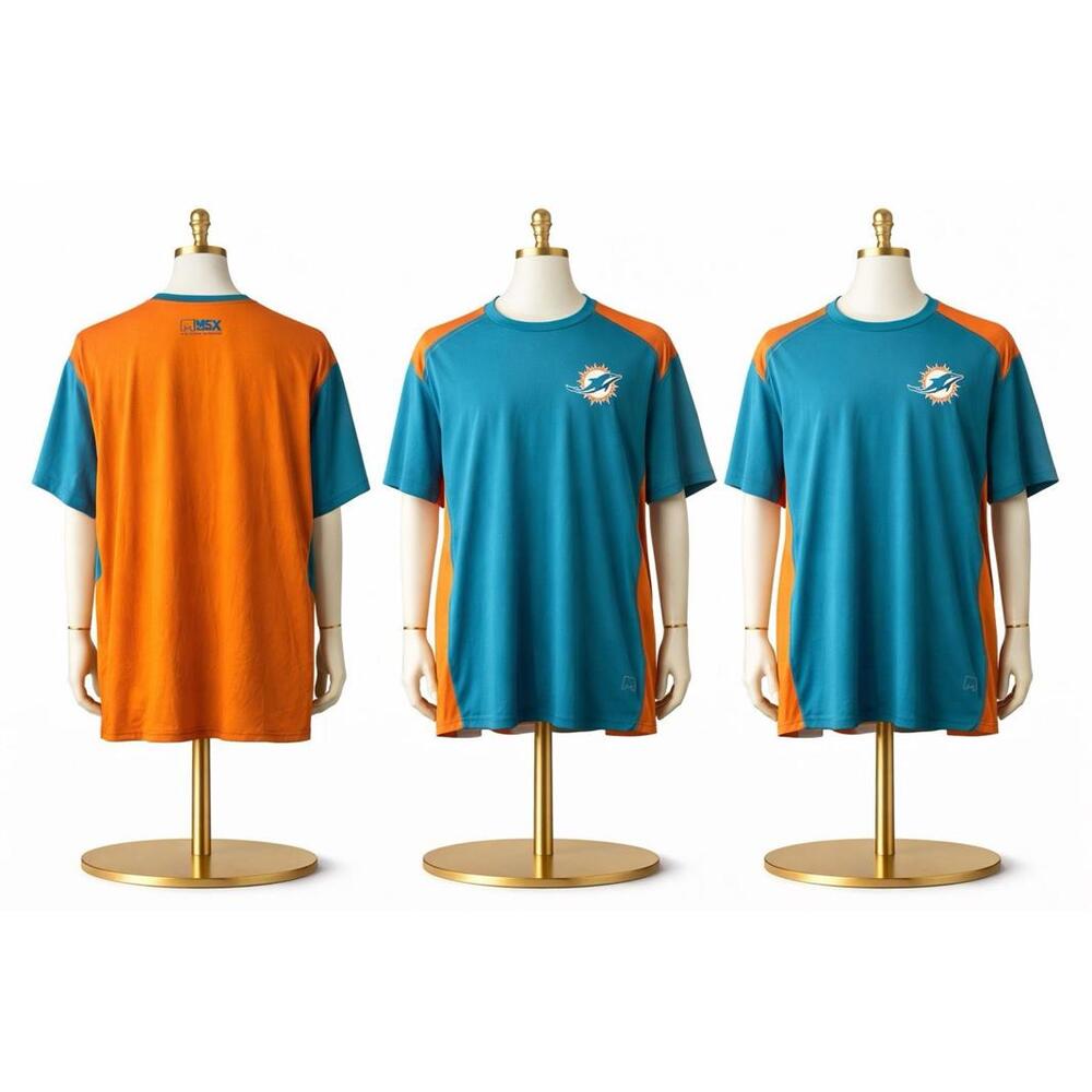 Miami Dolphins MSX by Michael Strahan Performance Shirt Orange Mix NFL Men’s 2XL
